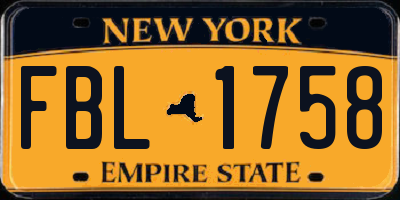 NY license plate FBL1758