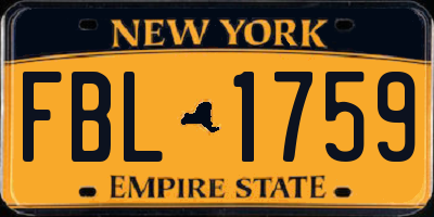 NY license plate FBL1759