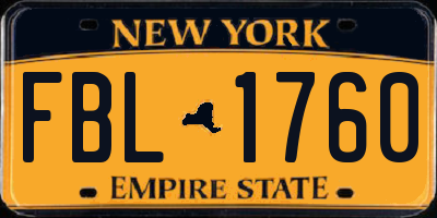 NY license plate FBL1760