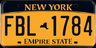 NY license plate FBL1784