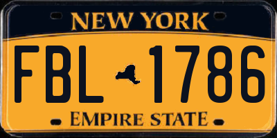 NY license plate FBL1786