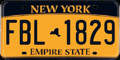 NY license plate FBL1829
