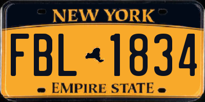 NY license plate FBL1834