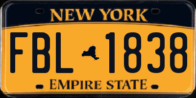 NY license plate FBL1838
