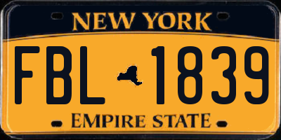 NY license plate FBL1839