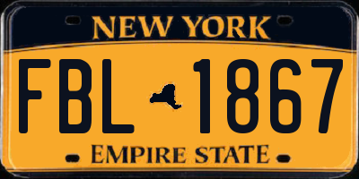 NY license plate FBL1867