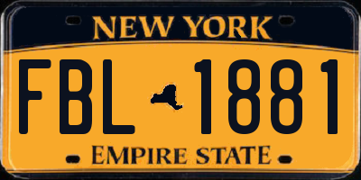 NY license plate FBL1881
