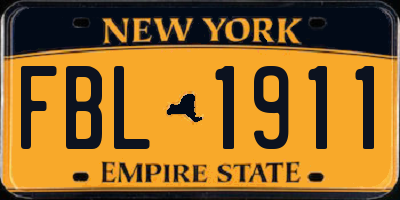 NY license plate FBL1911