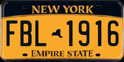 NY license plate FBL1916