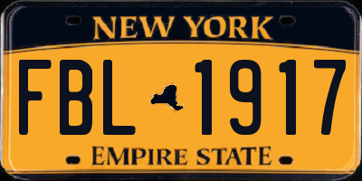 NY license plate FBL1917