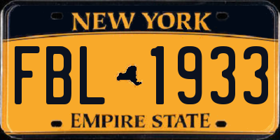 NY license plate FBL1933