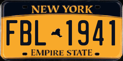 NY license plate FBL1941
