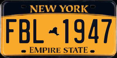 NY license plate FBL1947