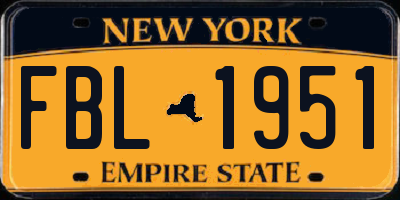 NY license plate FBL1951