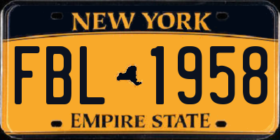 NY license plate FBL1958