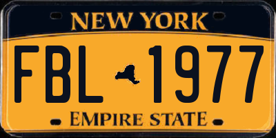 NY license plate FBL1977