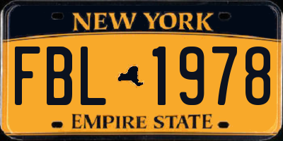 NY license plate FBL1978