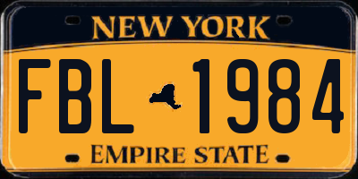 NY license plate FBL1984
