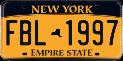 NY license plate FBL1997
