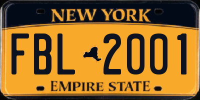 NY license plate FBL2001