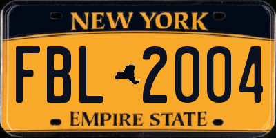 NY license plate FBL2004