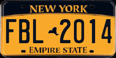 NY license plate FBL2014