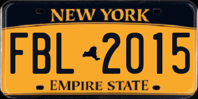 NY license plate FBL2015
