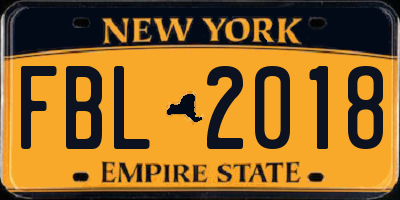 NY license plate FBL2018