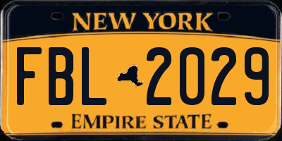 NY license plate FBL2029