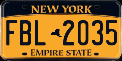 NY license plate FBL2035