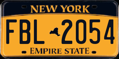 NY license plate FBL2054