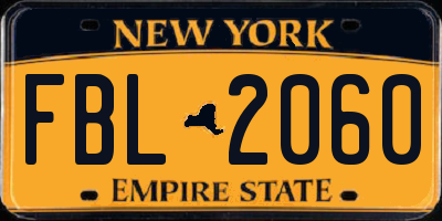NY license plate FBL2060