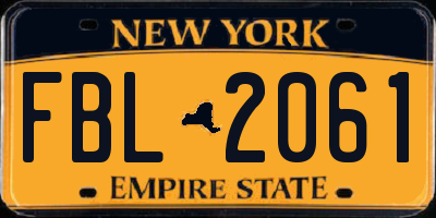 NY license plate FBL2061