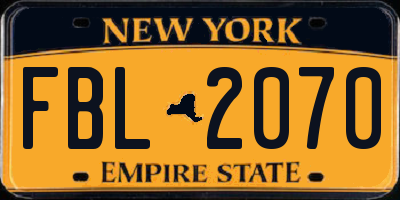 NY license plate FBL2070
