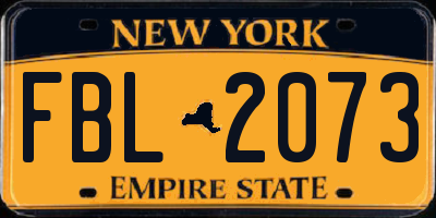 NY license plate FBL2073