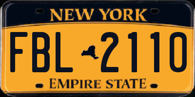 NY license plate FBL2110