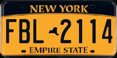 NY license plate FBL2114