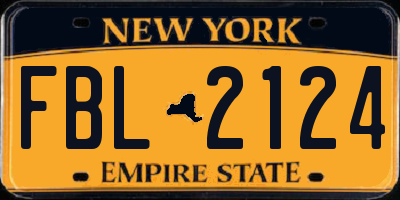 NY license plate FBL2124