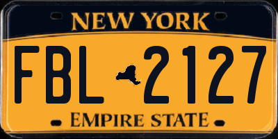 NY license plate FBL2127
