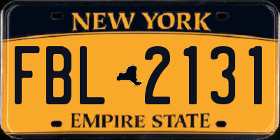NY license plate FBL2131