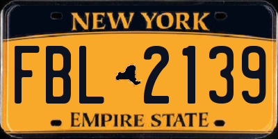 NY license plate FBL2139