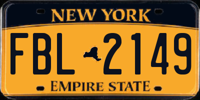 NY license plate FBL2149