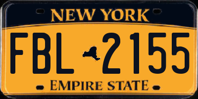 NY license plate FBL2155