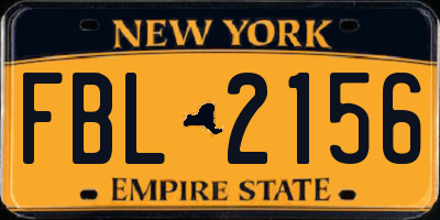 NY license plate FBL2156