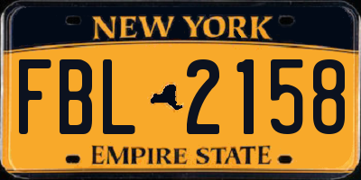 NY license plate FBL2158