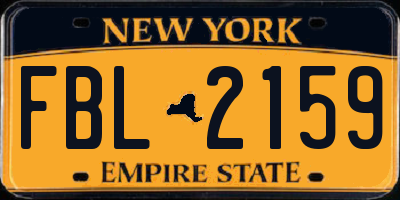 NY license plate FBL2159