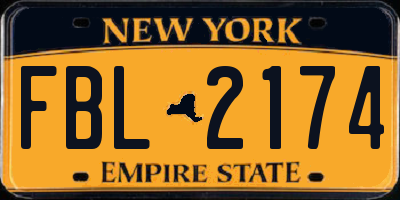 NY license plate FBL2174