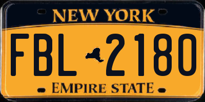 NY license plate FBL2180