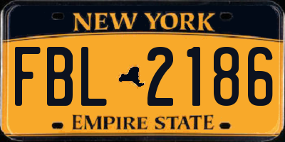 NY license plate FBL2186