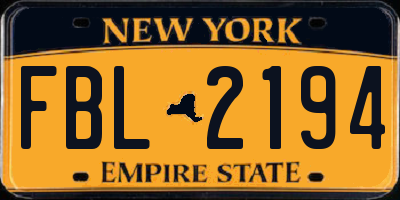 NY license plate FBL2194